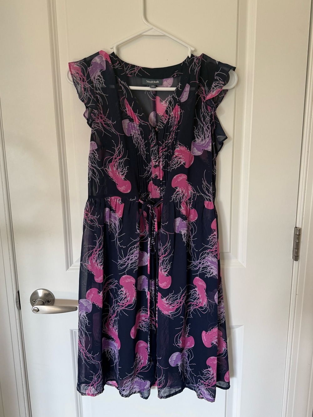 ModCloth Navy Dress with Pink & Lavender Jellyfish Motif
